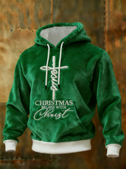 Men's Men's Christmas Begins With Christ Cozy Flannel Hoodie