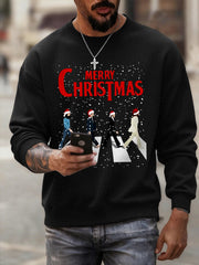 Men's Merry Christmas Retro Classic Legendary Rock Band Print Casual Sweatshirt