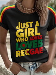 Women's Just A Girl Who Loves Reggae Print T-Shirt