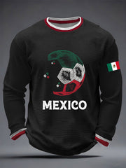 Men's Mexigo Soccer Print Waffle Long Sleeve T-Shirt