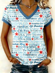 Women's 250th Anniversary Print V-Neck T-Shirt
