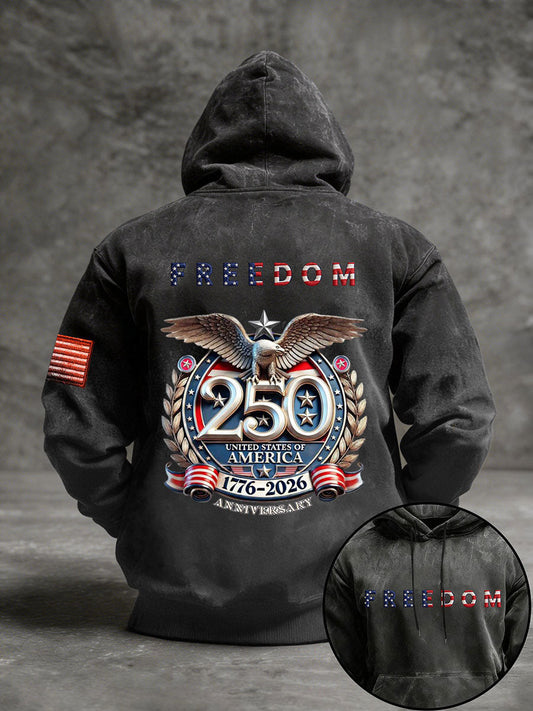 Men's 250th Anniversary Print Casual Hoodie