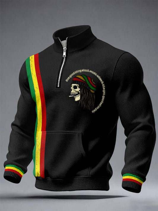 Men's 'One good thing about music, when it hits you, you feel no pain' waffle sweatshirts