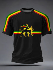 Men's Reggae Inspired Lion Print T-Shirt