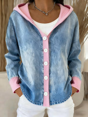 Women's Fashion Patchwork Design Hooded Cardigan