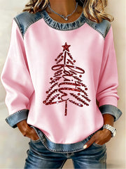 Women's Christmas Belief Pattern Patchwork Art Sweatshirt