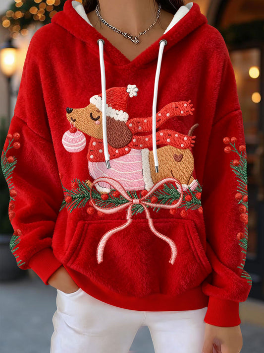 Women's Christmas Dachshund Flannel Hoodies