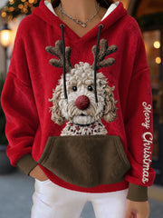Women's Christmas Dog Flannel Hoodies