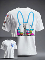 Unisex Bunny Music Football Lover Printed T-shirt