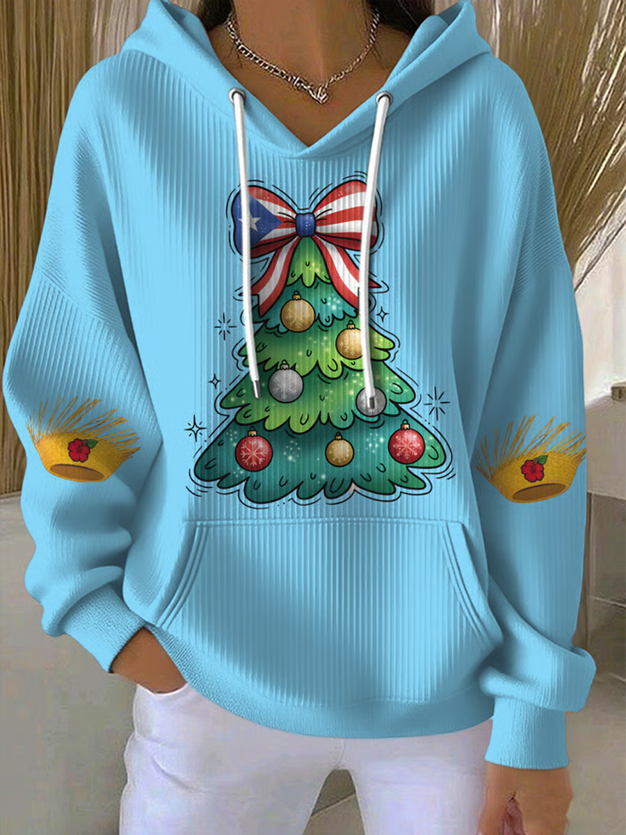 Women's Puerto Rico Print Casual  Hoodie