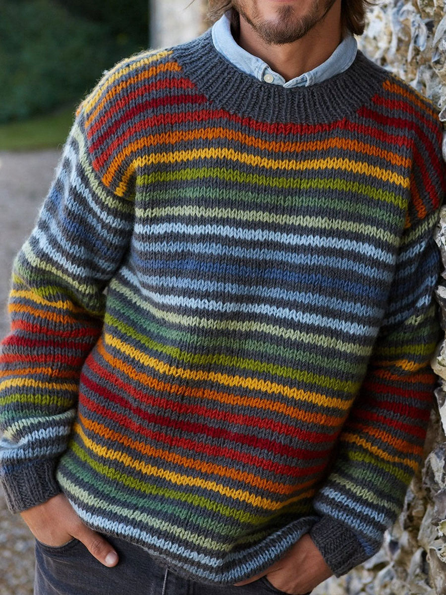 Men's autumn and winter striped tops