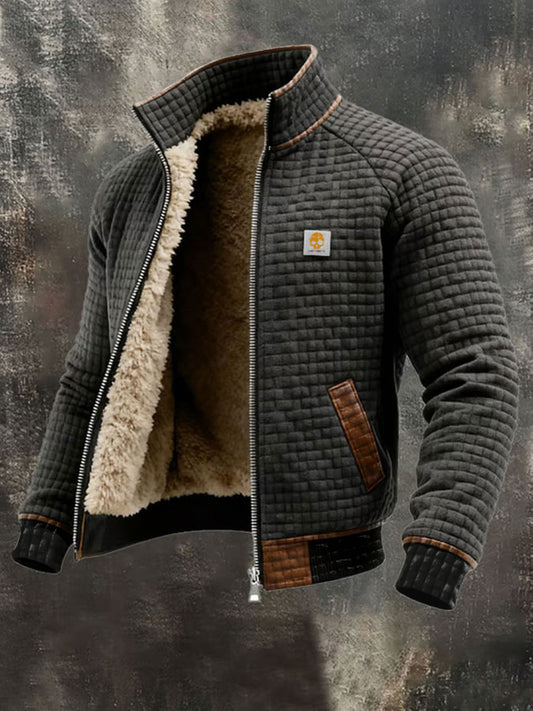 Men's Retro Textured Warm Multi-pocket Outdoor Jacket