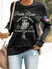 Women's Puerto Rico Taino Art Proud Printed Sweatshirt