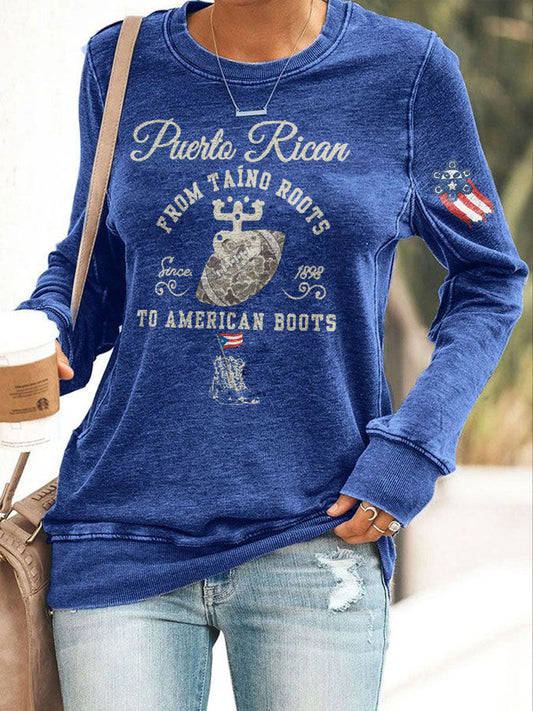 Women's Puerto Rico Taino Art Proud Printed Sweatshirt