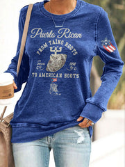 Women's Puerto Rico Taino Art Proud Printed Sweatshirt