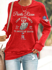 Women's Puerto Rico Taino Art Proud Printed Sweatshirt