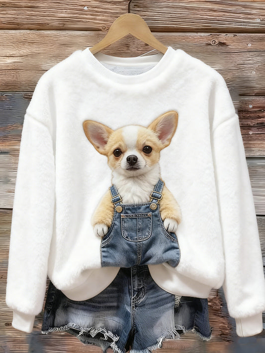 Women's Cute Dog Flannel Hoodie