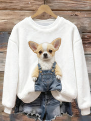 Women's Cute Dog Flannel Hoodie