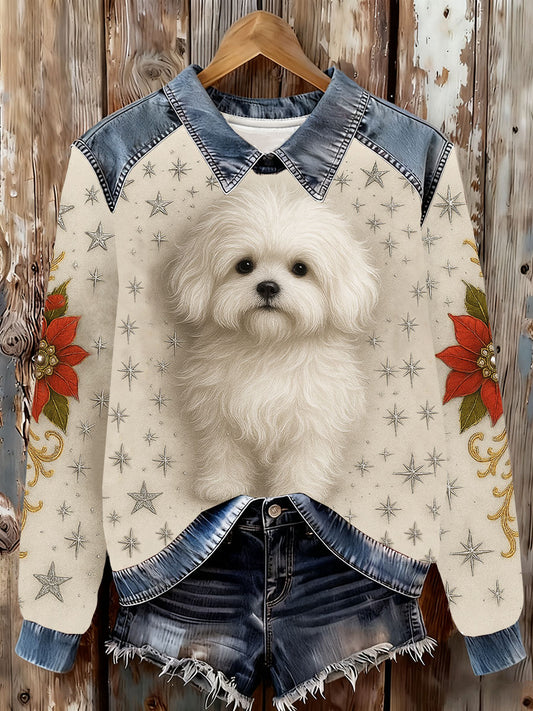 Women's Cute Dog Art Casual Top