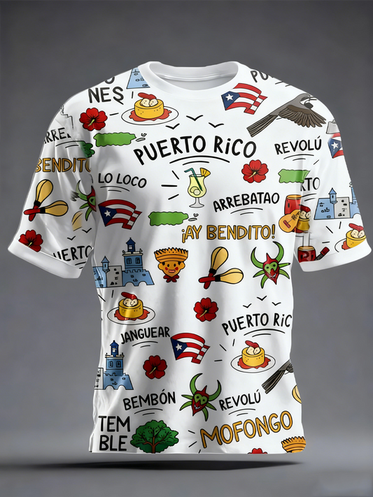 Men's Puerto Rico Art Printed short sleeves t-shirt