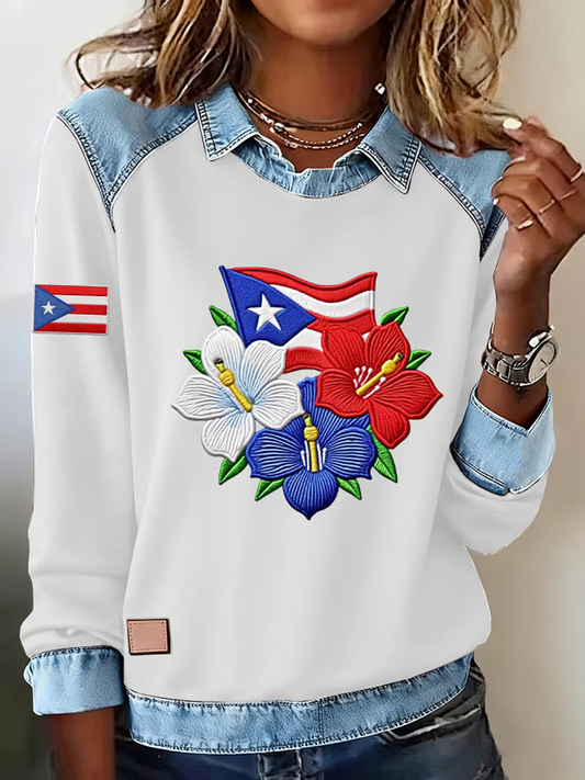 Women's Puerto Rico Patchwork Sweatshirt