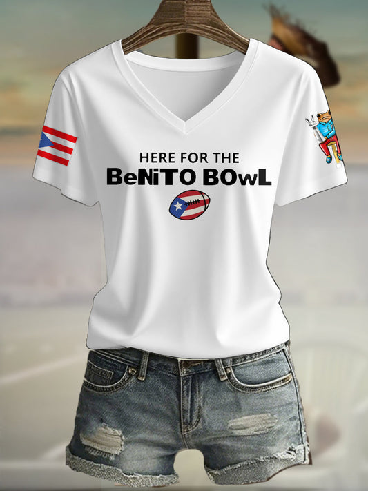 Women's Funny Bunny Football Music Lover Printed T-shirt