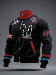 Men's Bunny Football Music Lover Printed Coat