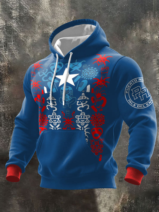 Men's Puerto Rico Taino Proud Art Printed Hoodie
