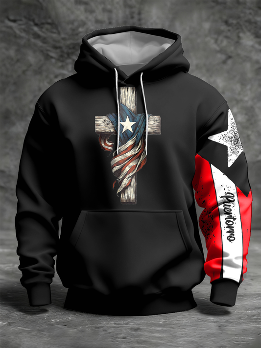 Men's Puerto Rico Proud Art Printed Hoodie