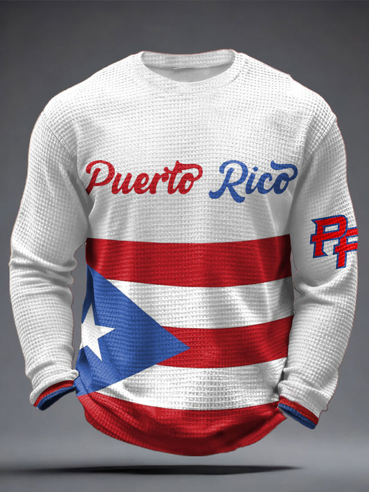 Men's Puerto Rico Art Printed Waffle Tops