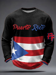 Men's Puerto Rico Art Printed Waffle Tops