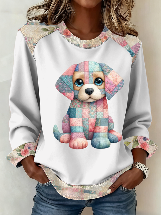 Women's cute dog print Top