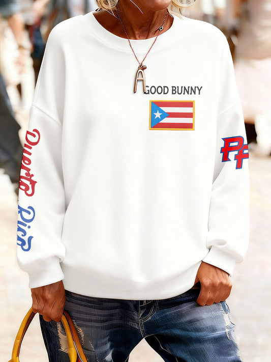 Women's Bunny Music Lover Printed Sweatshirt