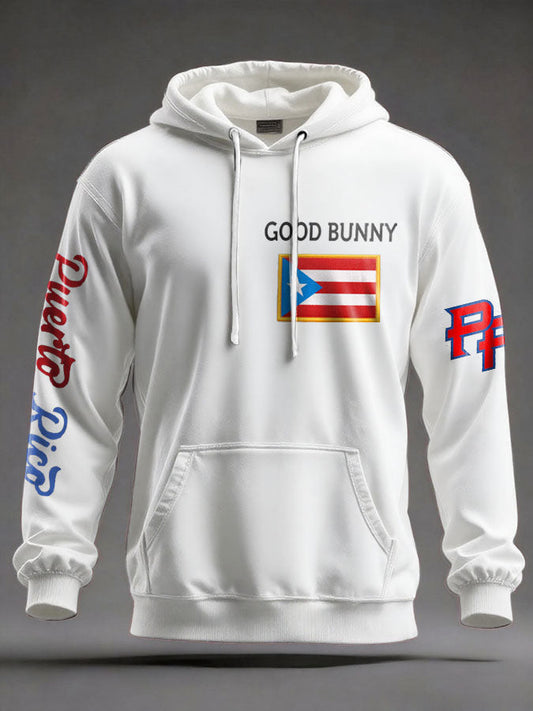 Men's Bunny Music Lover Printed Hoodie