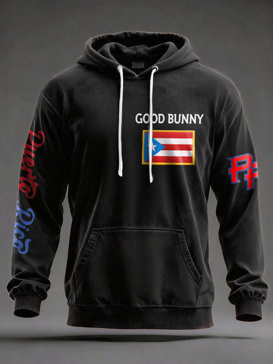Men's Bunny Music Lover Printed Hoodie