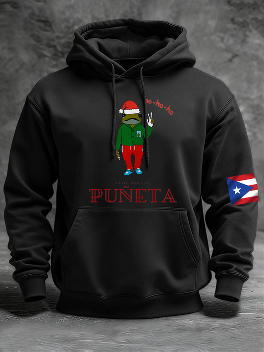 Men's Puerto Rico Merry Christmas Printed Hooded Sweatshirt
