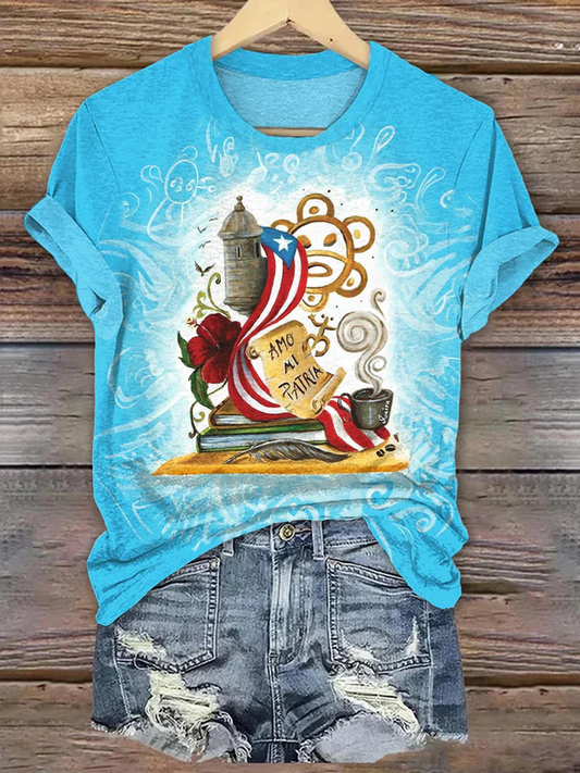 Women's Puerto Rico Print short-sleeved T-shirt
