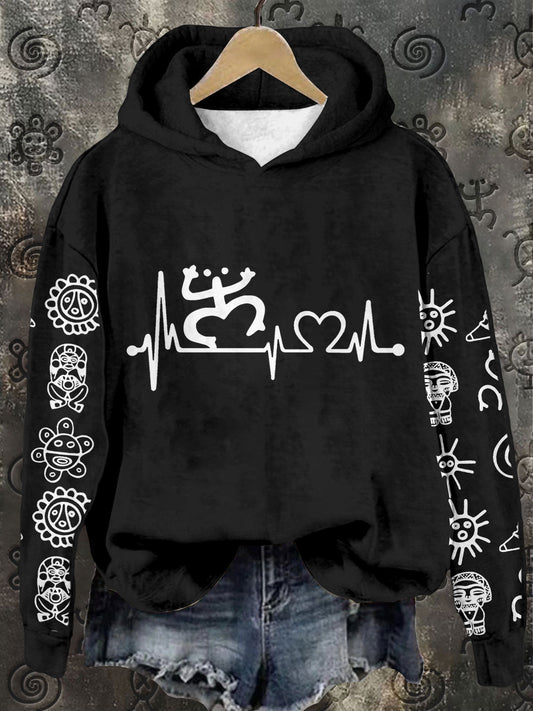 Women's Puerto Rico Taino Art Proud Printed Sweatshirt