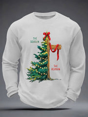 Men's The Season Christmas Tree And Cross Waffle Long Sleeve T-Shirt