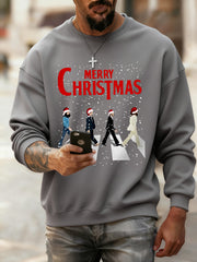 Men's Merry Christmas Retro Classic Legendary Rock Band Print Casual Sweatshirt
