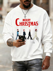 Men's Merry Christmas Retro Classic Legendary Rock Band Print Casual Sweatshirt