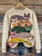 Women's Cute Cat Flannel Hoodie