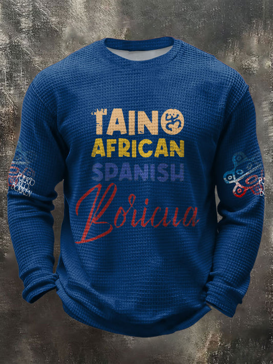 Men's Puerto Rico Taino Art Printed Waffle Tops