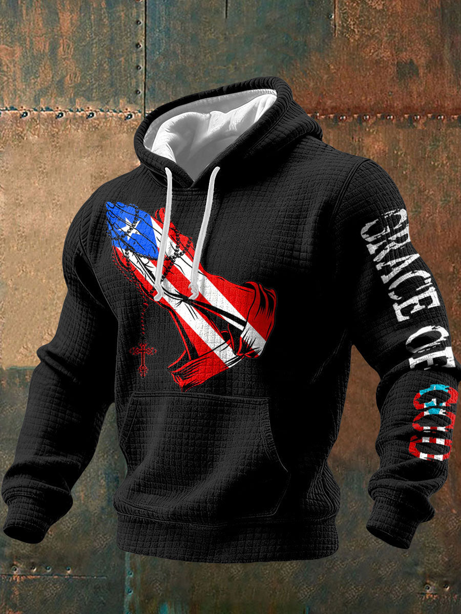 Men's Puerto Rico Faith Art Printed Hoodie