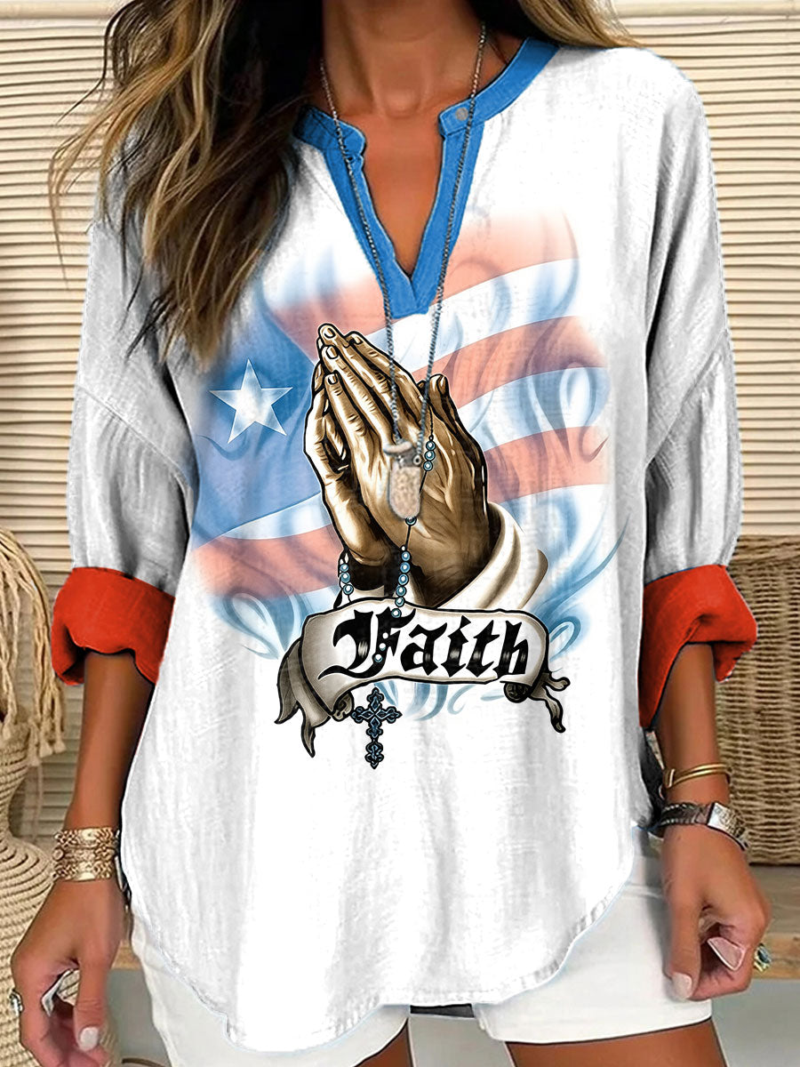 Women's Puerto Rico Faith Art Printed T-shirt