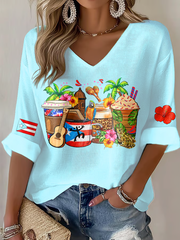 Women's Puerto Rico colorful printed Waffle T-shirt