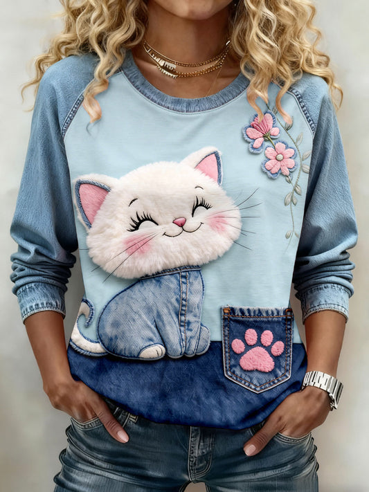 Women's Cat Print Sweatshirts