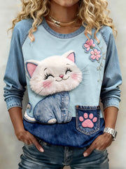 Women's Cat Print Sweatshirts