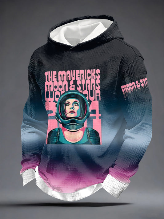 Men's Country Music Inspired Waffle Long Sleeve Hoodie