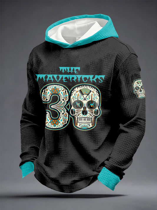 Men's Country Music Inspired Waffle Long Sleeve Hoodie